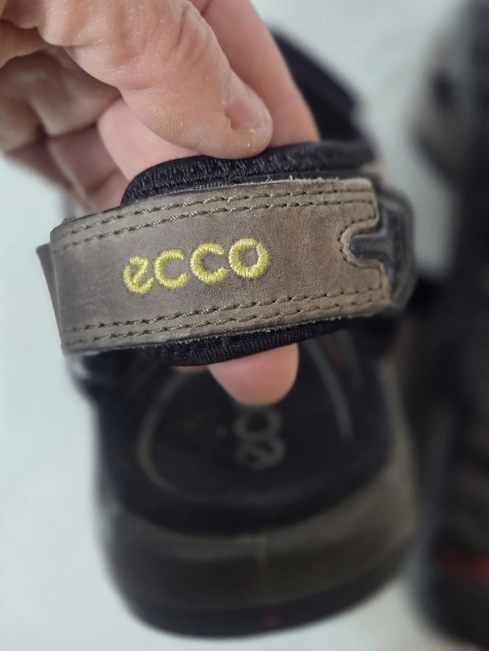 Ecco Men's Brown and Black Leather Sport Sandals